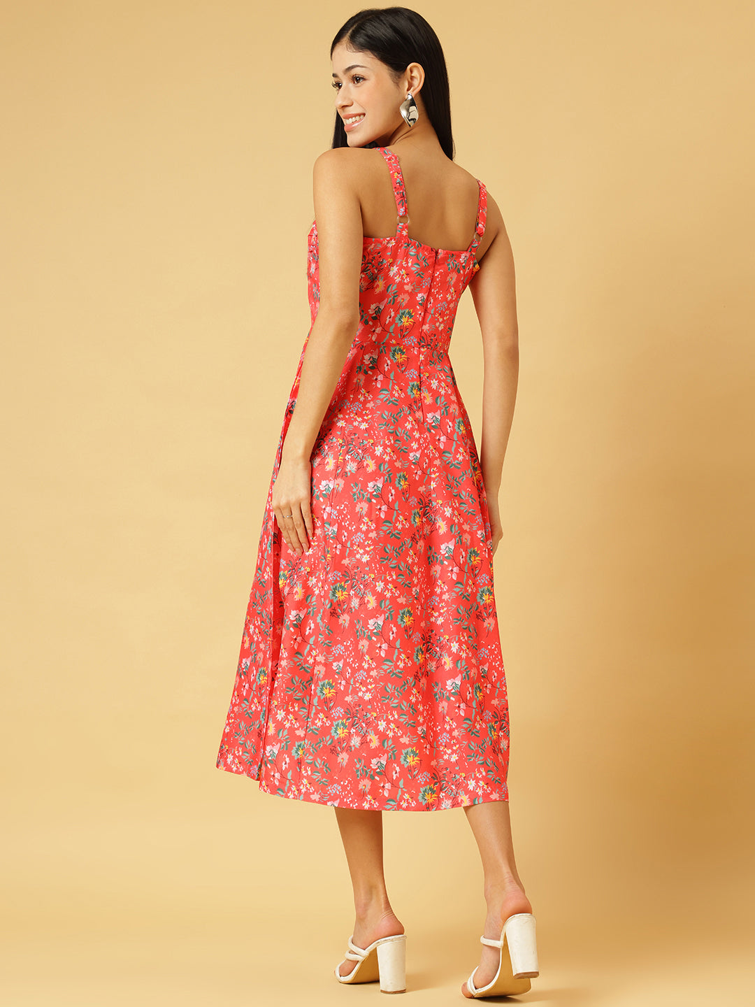 DRSS 0024_Salmon Pink Printed Dress_Cotton Blend image 4