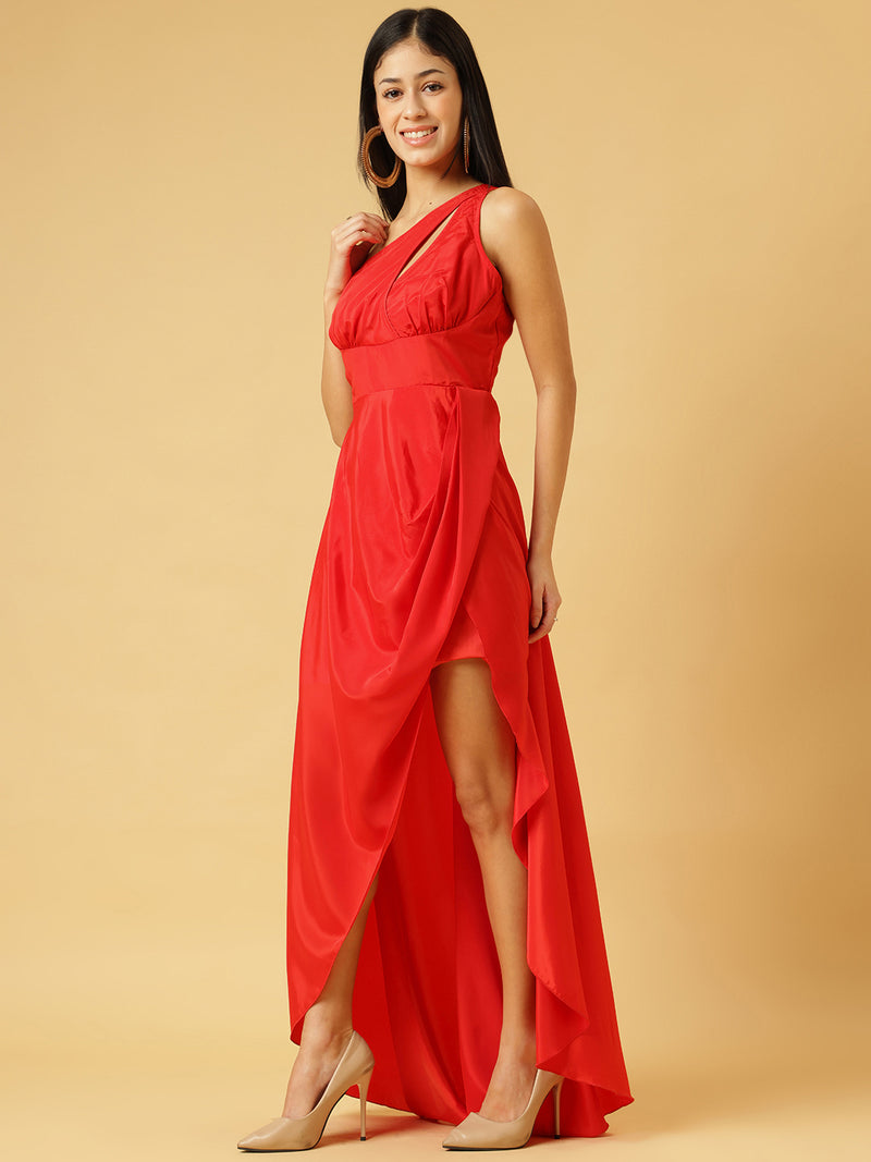 DRSS 0075_Carmine Red Maxi Dress_Cotton Blend image 2