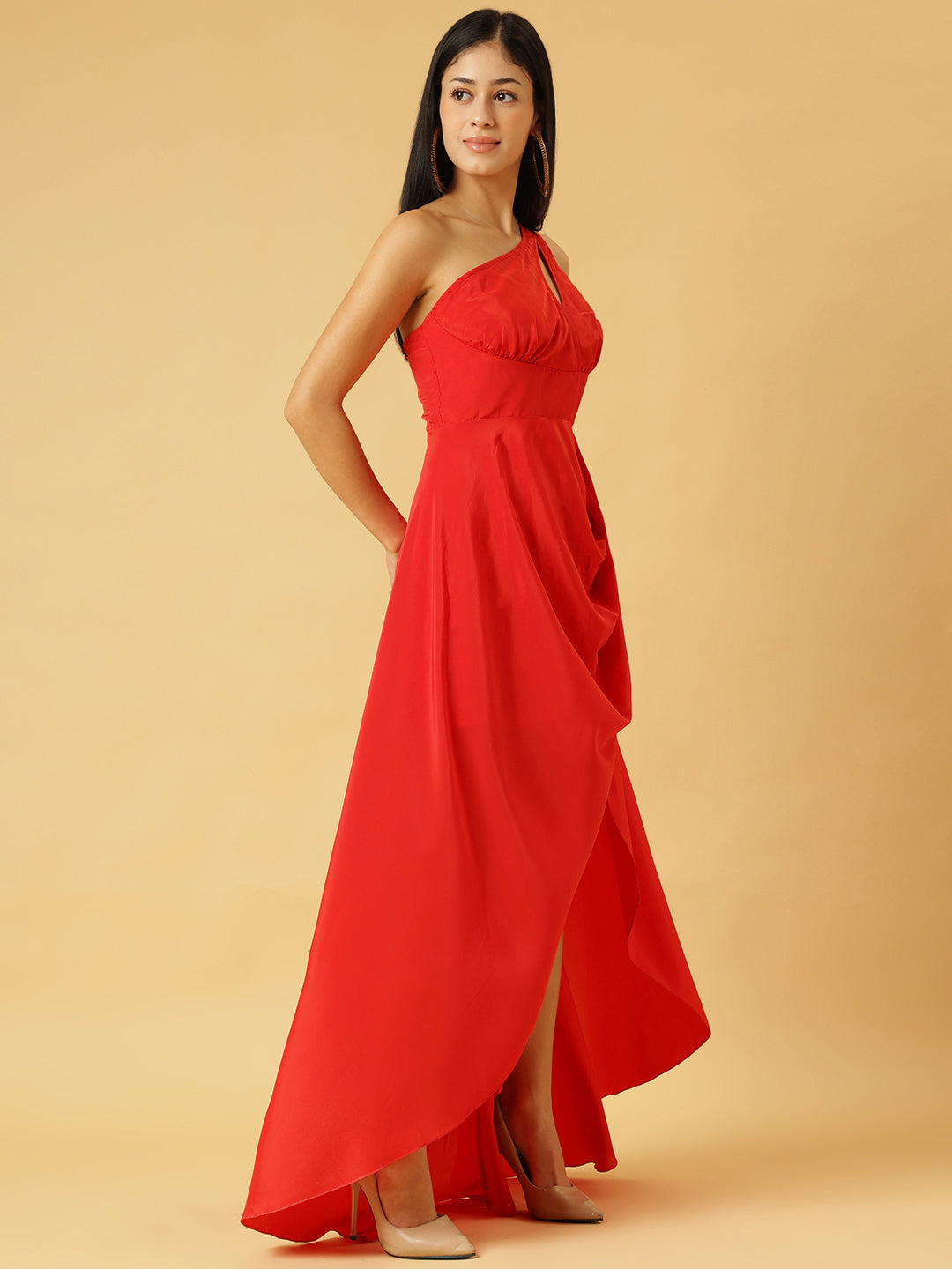 DRSS 0075_Carmine Red Maxi Dress_Cotton Blend image 3