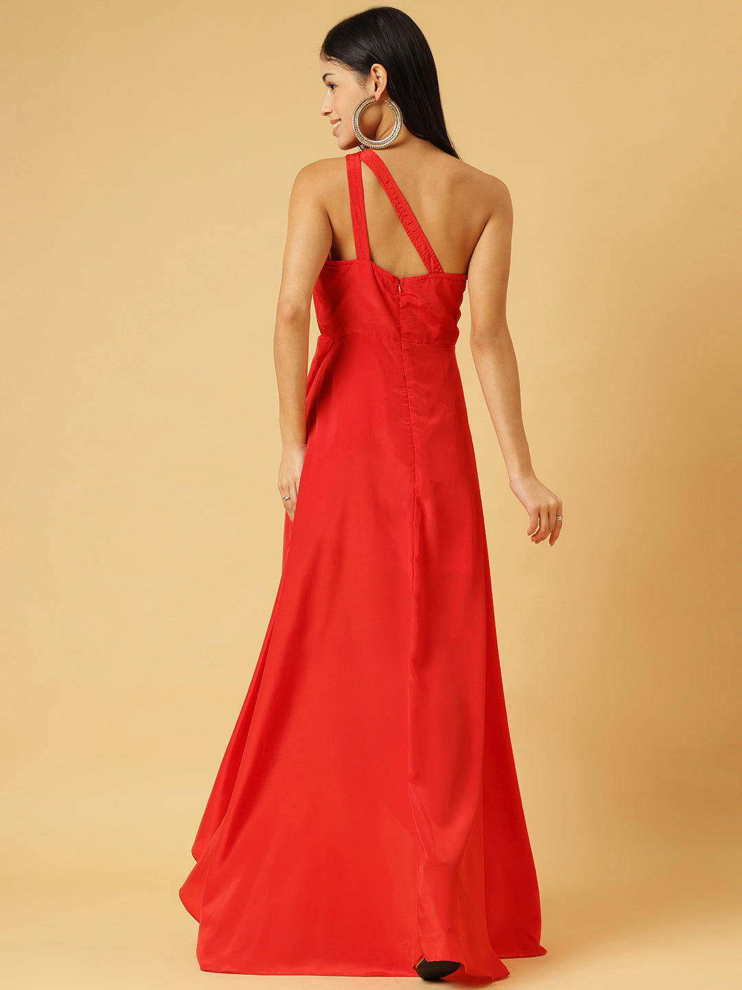 DRSS 0075_Carmine Red Maxi Dress_Cotton Blend image 4