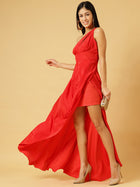 DRSS 0075_Carmine Red Maxi Dress_Cotton Blend image 5