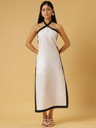 DRSS 0076_White Dress with Black stripes_Cotton Blend image 1