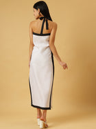 DRSS 0076_White Dress with Black stripes_Cotton Blend image 4