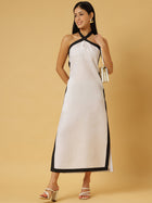 DRSS 0076_White Dress with Black stripes_Cotton Blend image 5