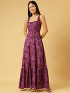 DRSS 0077_Burgandy Printed Dress_Cotton Blend image 1