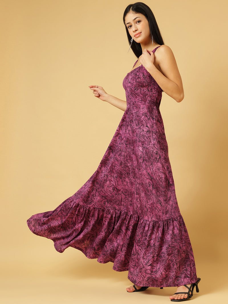 DRSS 0077_Burgandy Printed Dress_Cotton Blend image 2