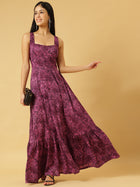 DRSS 0077_Burgandy Printed Dress_Cotton Blend image 5