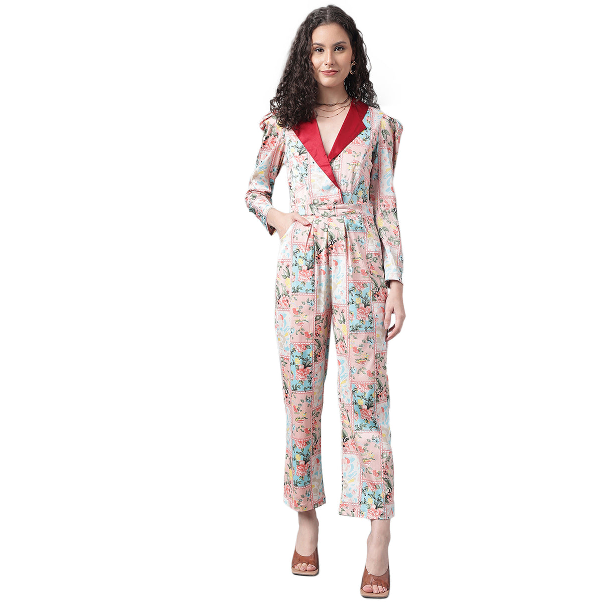 JMPS 0002_Multi Colour Floral Printed Jump Suits_Cotton Blend image 5
