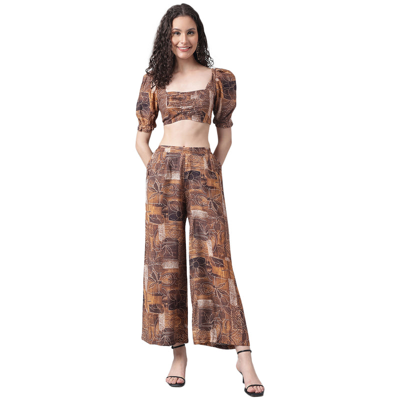 Square Neck Printed Top & Palazzos image 1