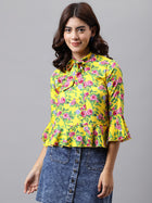 TOP 0001_Yellow Floral TOP _CottonBland image 1