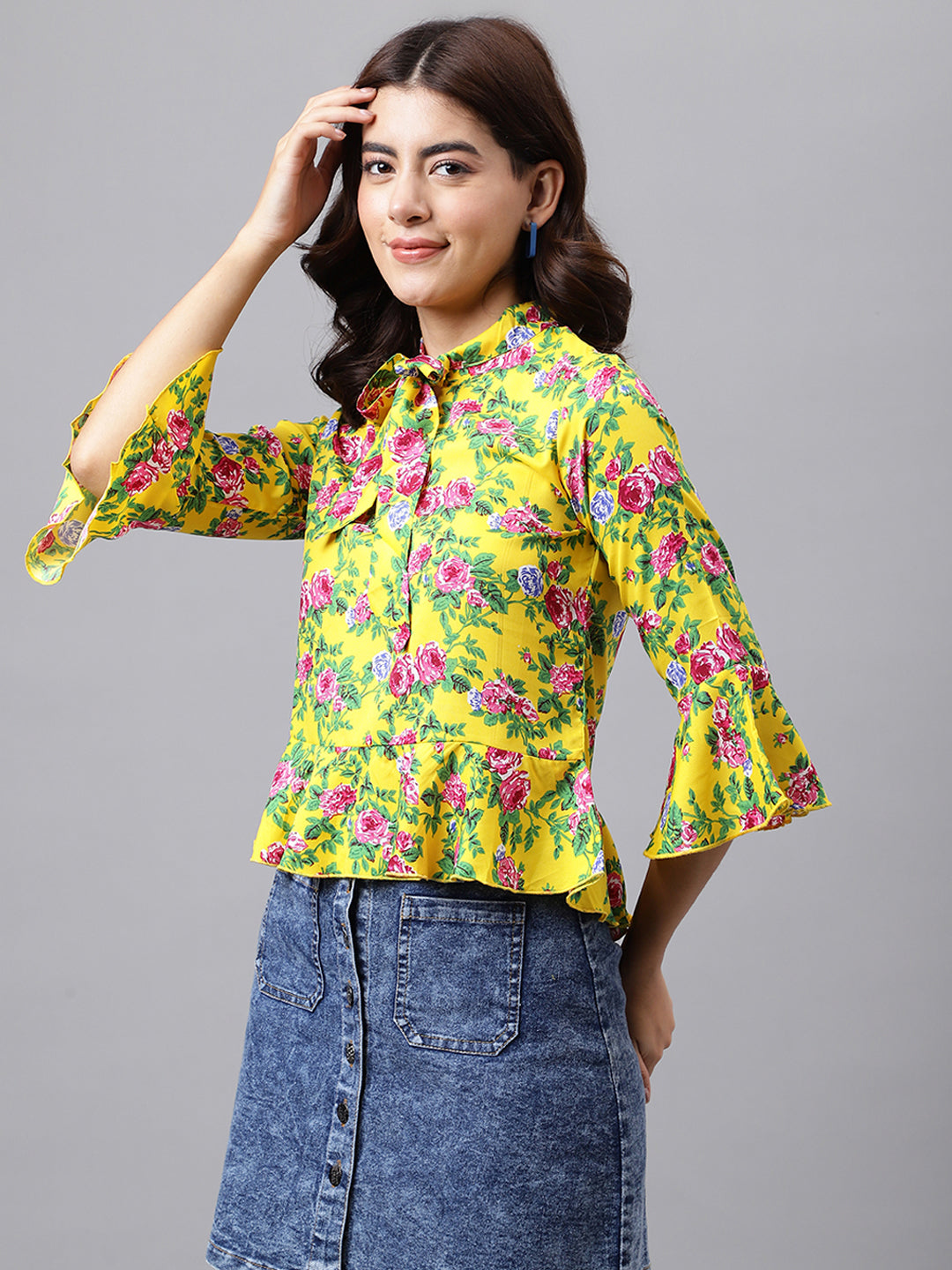 TOP 0001_Yellow Floral TOP _CottonBland image 3