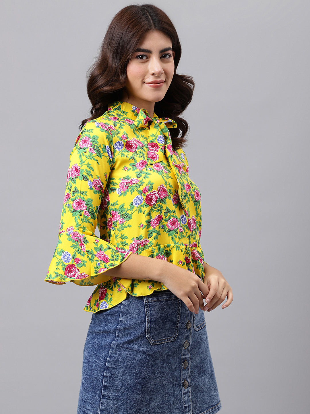 TOP 0001_Yellow Floral TOP _CottonBland image 6