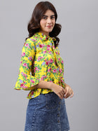 TOP 0001_Yellow Floral TOP _CottonBland image 6